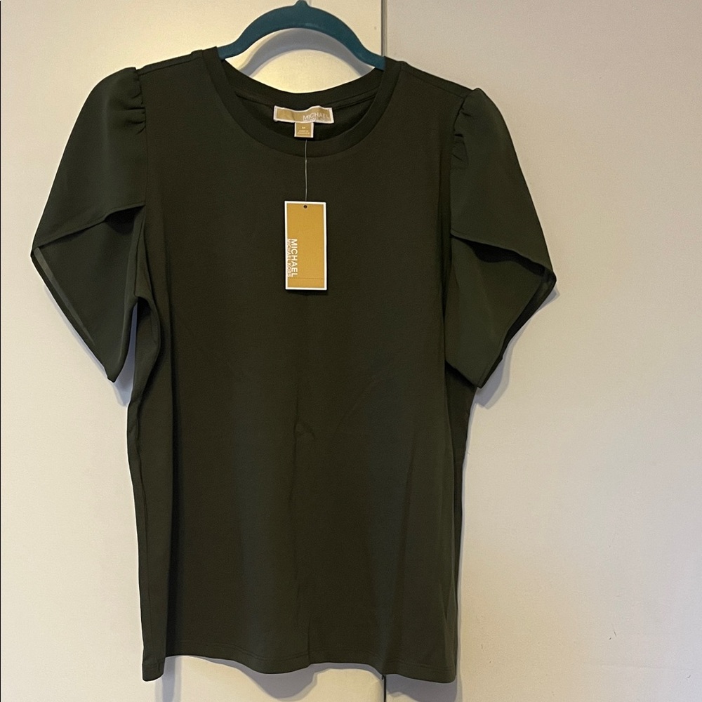 Michael Kors Dark Green Short Sleeve Top🆕